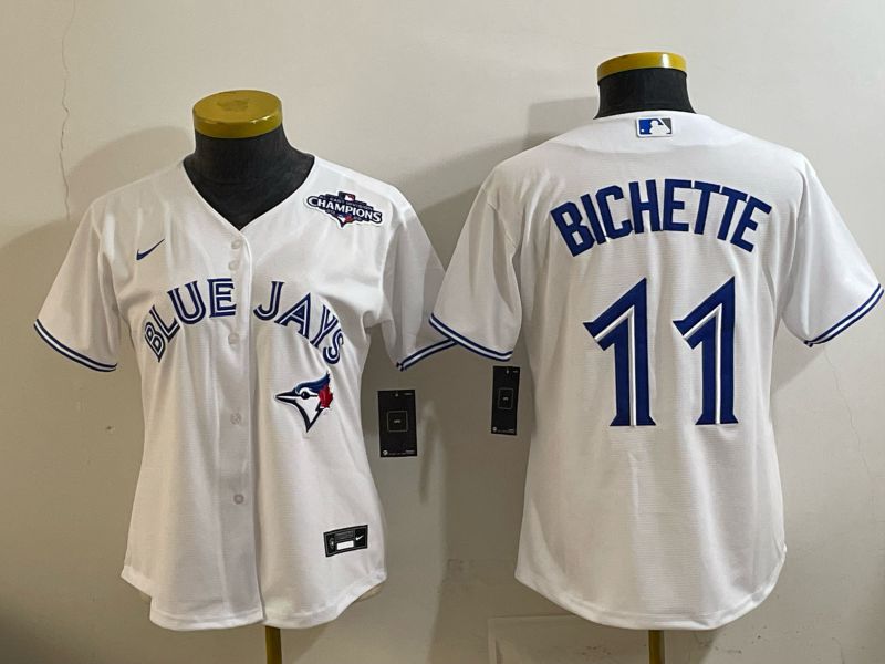 Women 2025 Nike Toronto Blue Jays #11 Bichette  White Game MLB Jersey 02